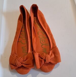 Sam Edelman Emma Orange Suede Ballet Flats - Bow Detail - Great Condition! 6M